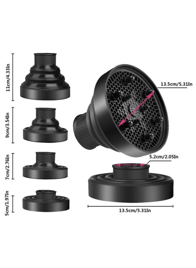 أوشيما مُعدّل مجفف الشعر القابل للطي العالمي، قطعة معدودة مجفف شعر، مجفف شعر محمول سفر لشعر الموجات والشعر الطبيعي، تصميم قابل للطي للسفر يناسب معظم مجففات الشعر - أسود - Image 4